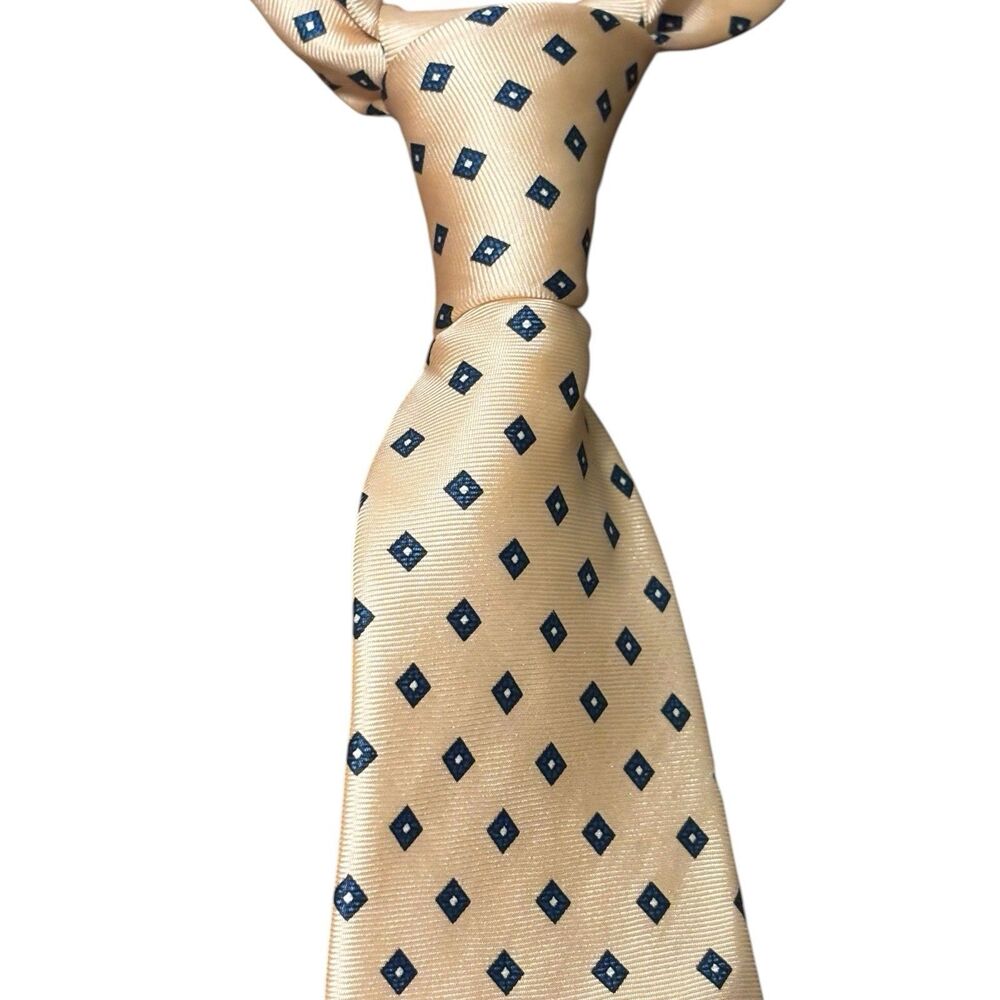 Vintage Duxbury‎ Ltd Silk Tie Champagne Peach Pink Gold Geometric Foulard 90s